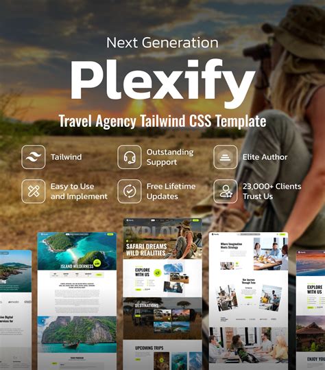 Plexify – Tour & Travel Agency Tailwind CSS Template | ThemeMag