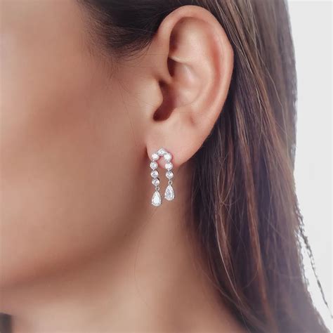 Sparkle Drop Earrings 925 Sterling Silver | Tassya Silver ...