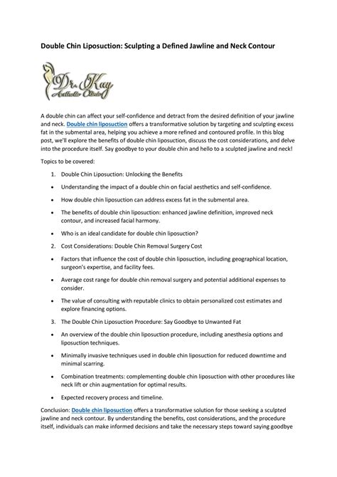 PPT - Double Chin Liposuction: Sculpting a Defined Jawline and Neck Contour PowerPoint ...