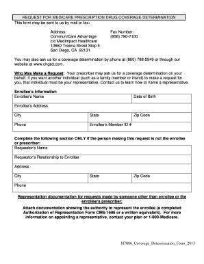 Fillable Online CMS Part D Coverage Determination Request Form (PDF ...