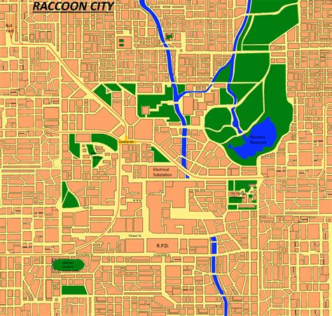 Made new version of Raccoon City Map on paint for the fun of it, ENJOY! :) : r/residentevil - map of raccoon city
