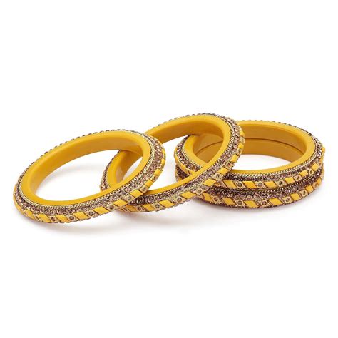Sukriti Rajasthani Contemporary Yellow Kada Seep Acrylic Bangles for G ...