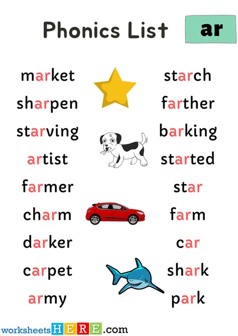Spelling Phonics ‘ar’ Sounds PDF Worksheet For Kids and Students ...