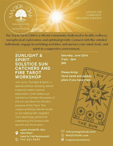 Sunlight & Spirit: Solstice Sun Catchers and Fire Tarot Workshop ...
