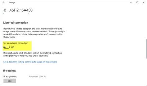 Metered Connection Setting 的图像结果