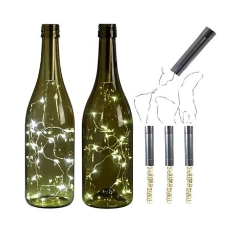 3pcs AA Battery String Lights Silver LED Wine Bottle Lights Battery ...