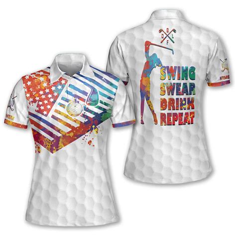 Lasfour Swing Swear Repeat Golf Shirt, Funny Golf Shirts For Women ...