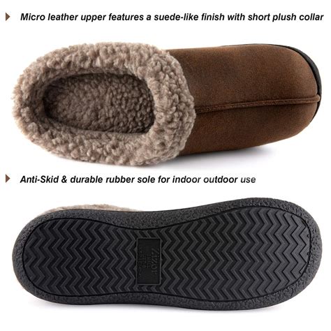 ZIZOR Men's Memory Foam Wool-Like Lining Slipper with Short Faux Fur ...
