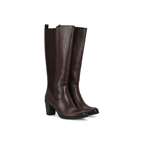 Buy Delize Brown Vegan Leather High Heel Knee High Casual Boots Online