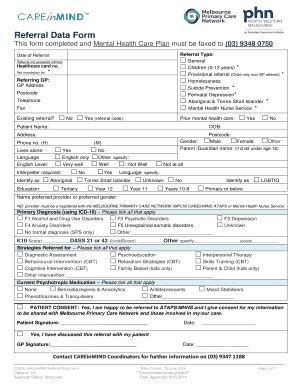 Fillable Online CG036 CAREinMIND Referral Data Form - North Western ...