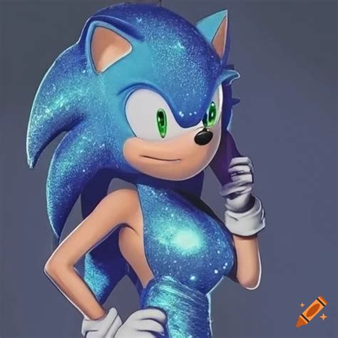 Female Sonic the Hedgehog in a sparkling blue dress at a nightclub on ...