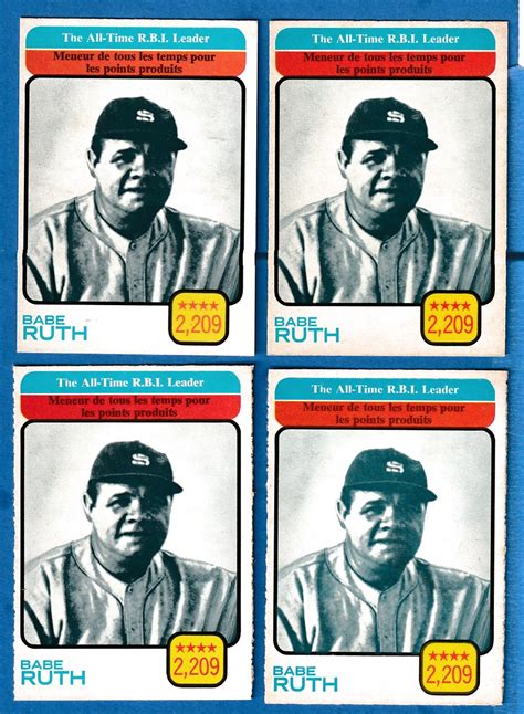 1973 O-Pee-Chee/OPC #474 Babe Ruth All-Time Leaders (2,209 RBIs) (Yankees)