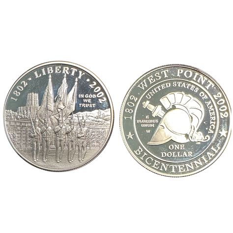 2002-W U.S. West Point Academy Bicentennial Silver Proof Dollar ...