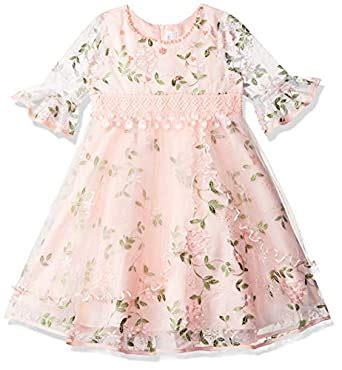 Hopscotch Girls Polyviscose Flower Print Pearl Applique Knee Length ...