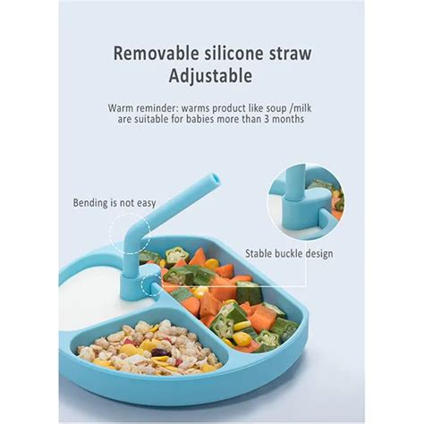Buy Baby Plates for Toddlers with straw, Silicone Plates (Blue) Online ...