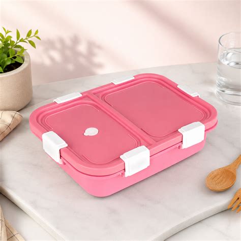 PROBOTT Snaplock 750 ml Stainless Steel Lunch Box, 2 Grid BPA Free Tif ...
