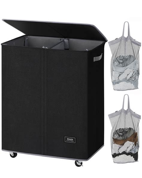 BirdRock Home Double Laundry Hamper with Lid and Removable Liner ...