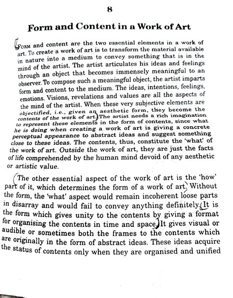 form and content in a work of art - 8 Form and Content in a Work of Art ...