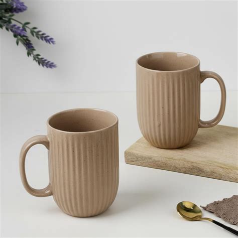 Buy The Earth Store Beige Tall Fringe Coffee Mug – 330ML Ceramic Coffee ...