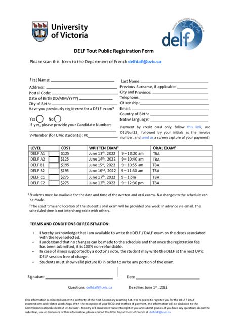 Fillable Online DELF Tout Public Registration Form Fax Email Print ...
