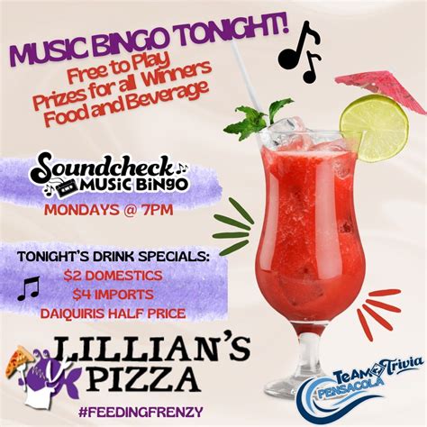 SoundCheck Music Bingo at Lillians Pizza Perdido Key, Lillian's Pizza ...