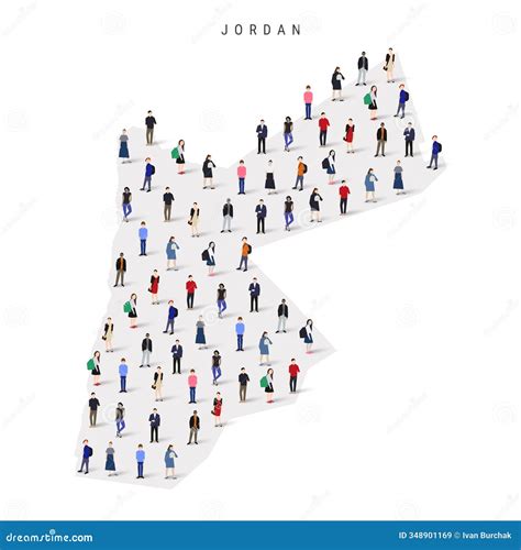 Jordan Population Map. Country Outline Made From People Figures Vector Illustration ...