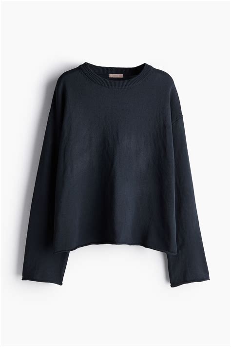 Roll-edge jumper - Nearly black - Ladies | H&M IN