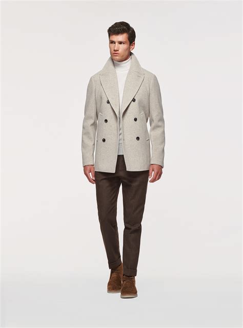 Double-breasted plain peacoat
