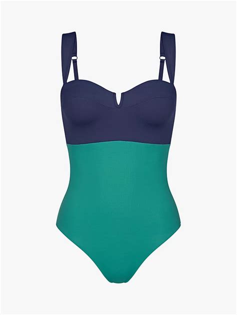 Triumph Summer Glow Padded Bandeau Swimsuit, True Navy, 40B
