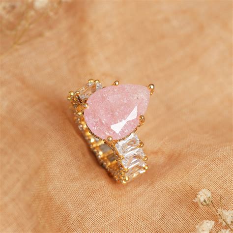 Silver Stone Studded Ring with Pink Stone Highlight – Padmam