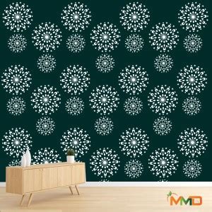 MMD DECORATION Padlocked Dahlia Wall Stencil Floral Pattern Size ...
