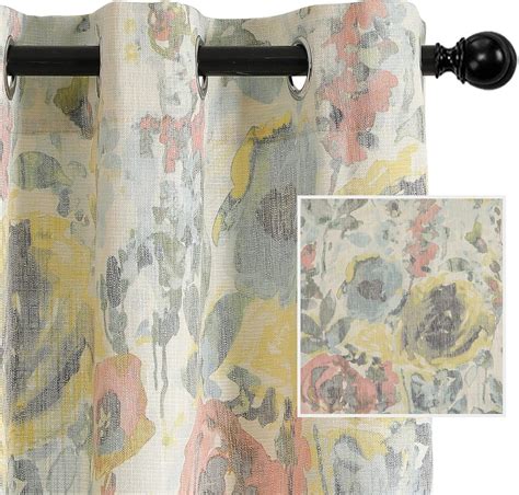 Amazon.com: MYSKY HOME Floral Curtains 54 inches Long Cotton Curtain ...
