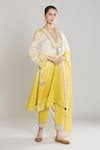 Buy Yellow Kurta And Pant Pure Chanderi Silk Embroidered Lace V Neck ...