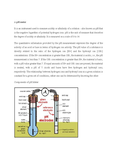 P H Meter . Components of pH meter. Diagram of pH meter. - A pH meter ...