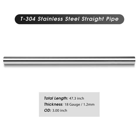 3" Inch 76mm T-304 Stainless Steel Straight Exhaust Pipe 4' Tube Pair 754003860597 | eBay