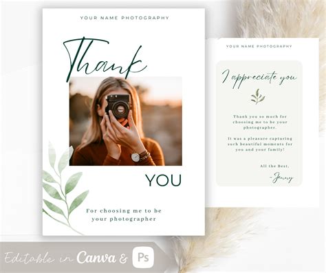 Photographer Thank You Template, Photographer Thank You Card ...