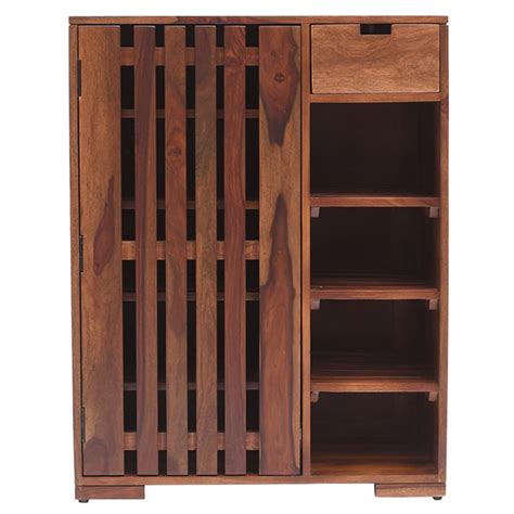 kelty solid wood shoe rack in natural finish – Kalyanam Furniture