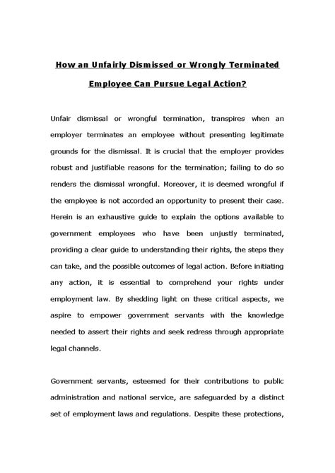 How an Unfairly Dismissed or Wrongly Terminated Em - How an Unfairly ...