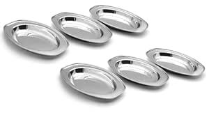 Buy TGS Stainless Steel Serving Plate Set of 6 - Oval, Subzi, Rice ...