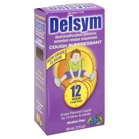 Delsym Children's Cough Suppressant, Grape Flavored Liquid, 3 fl oz (89 ml)