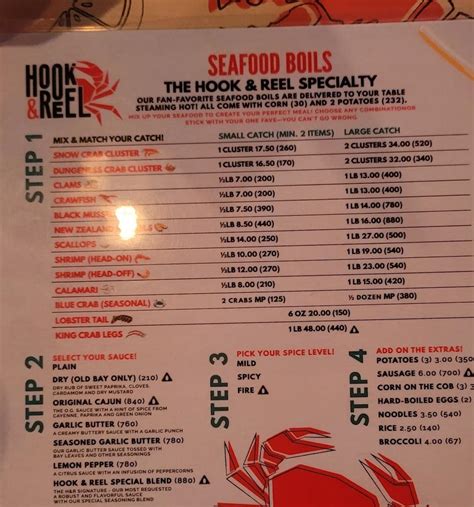 Menu at Hook & Reel Cajun Seafood & Bar, El Paso