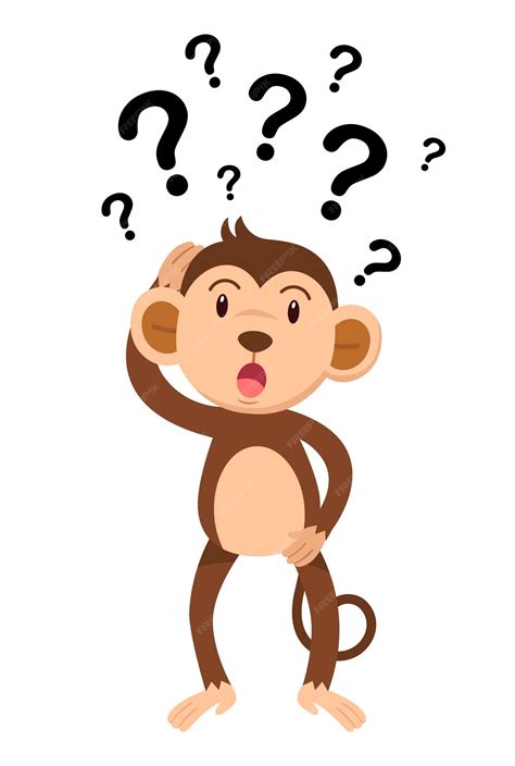 Premium Vector | Illustration of monkey thinking with question marks vector