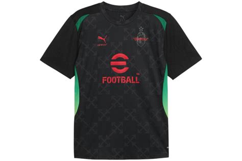 OFF-WHITE X PUMA AC MILAN PRE-MATCH S/S JERSEY BLACK/RED
