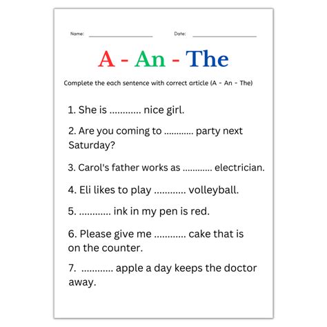 use of a an the articles activities worksheet - grammar a an the ...