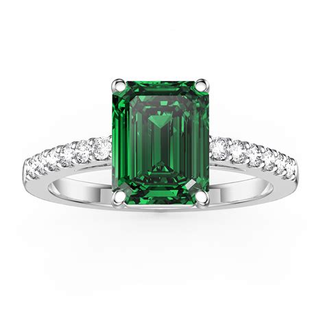 Princess 2ct Emerald Emerald Cut Diamond Pave 18ct White Gold Proposal ...
