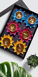Buy Lamina Set of 1 Lotus Shaped Large Size Brass Diya for Puja (6inch ...