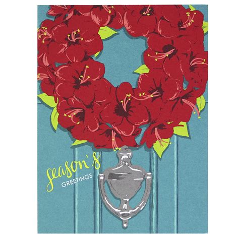 Smudge Ink A6 Size Amaryllis Wreath Holiday Card (AH1095box) : Amazon ...