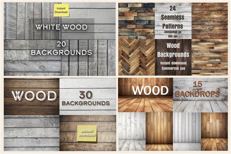 Wood Backgrounds Bundle: 320 Backgrounds in 12 Sets, Wood Backdrops ...