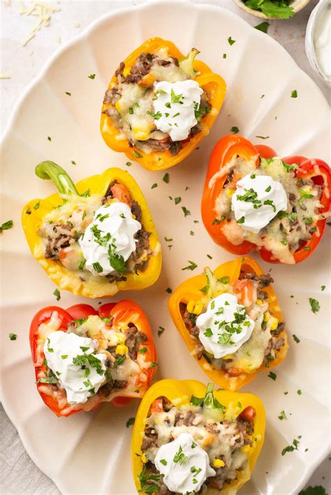 Easy Healthy Stuffed Peppers with Ground Beef (30 Minute)