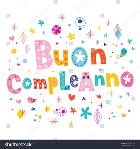 Buon Compleanno Happy Birthday Italian Greeting: vector de stock (libre ...